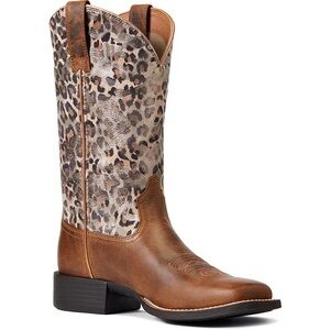 Women's Round Up Western Boots - Brown/Metallic Leopard